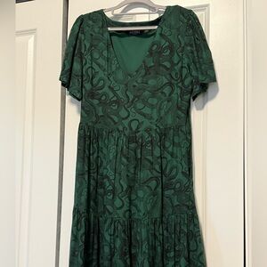 Disturbia Snake Print Green and Black Midi Dress